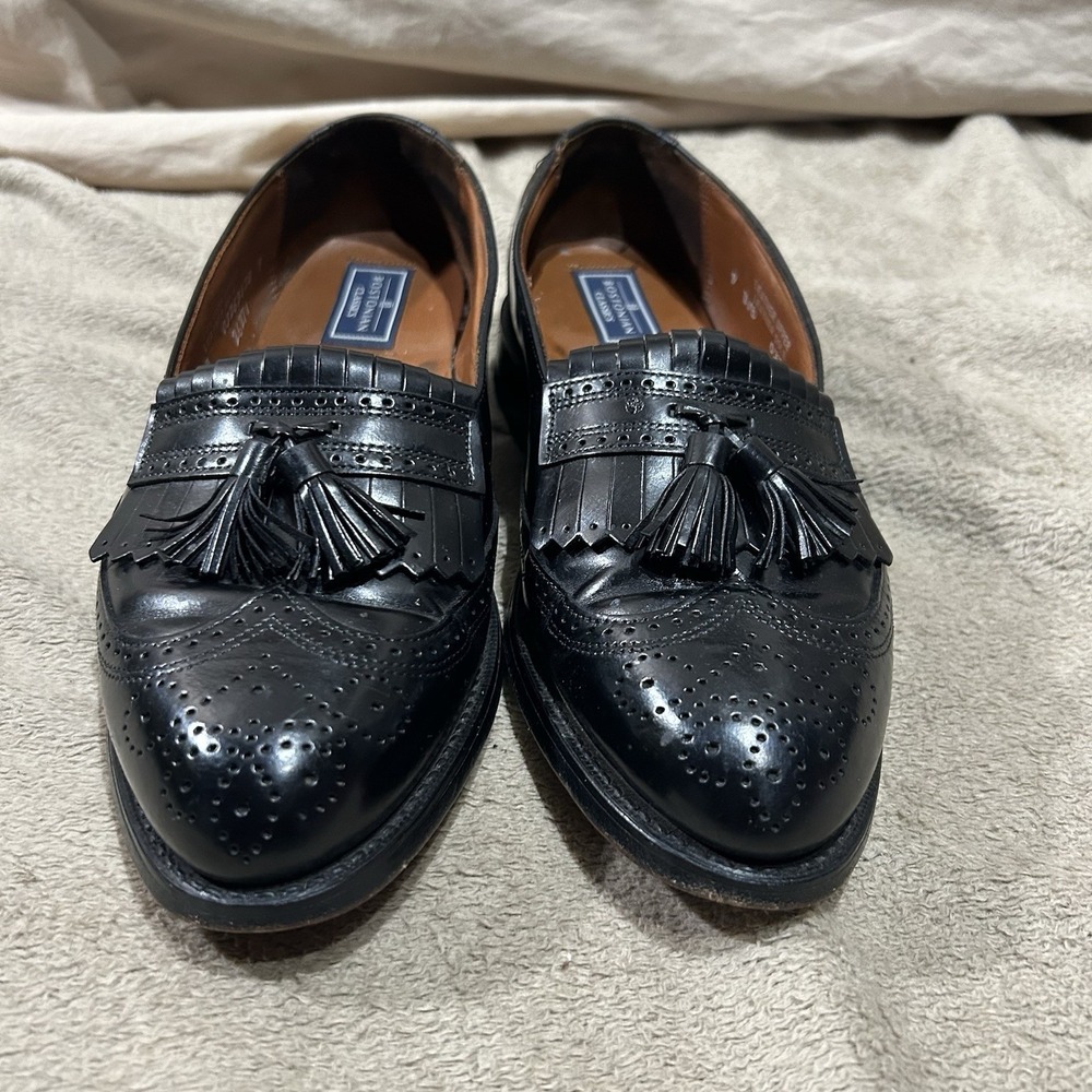 Vintage Bostonian Classics Mens 9 D/B Black Leather Wingtip Tassel Loafers USA
